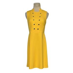 Tommy Hilfiger yellow crepe button details summer dress size 2